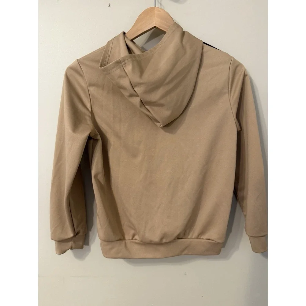 Youth Unisex Colorblock Beige & Black Pullover Hoodie US 10 EU 140